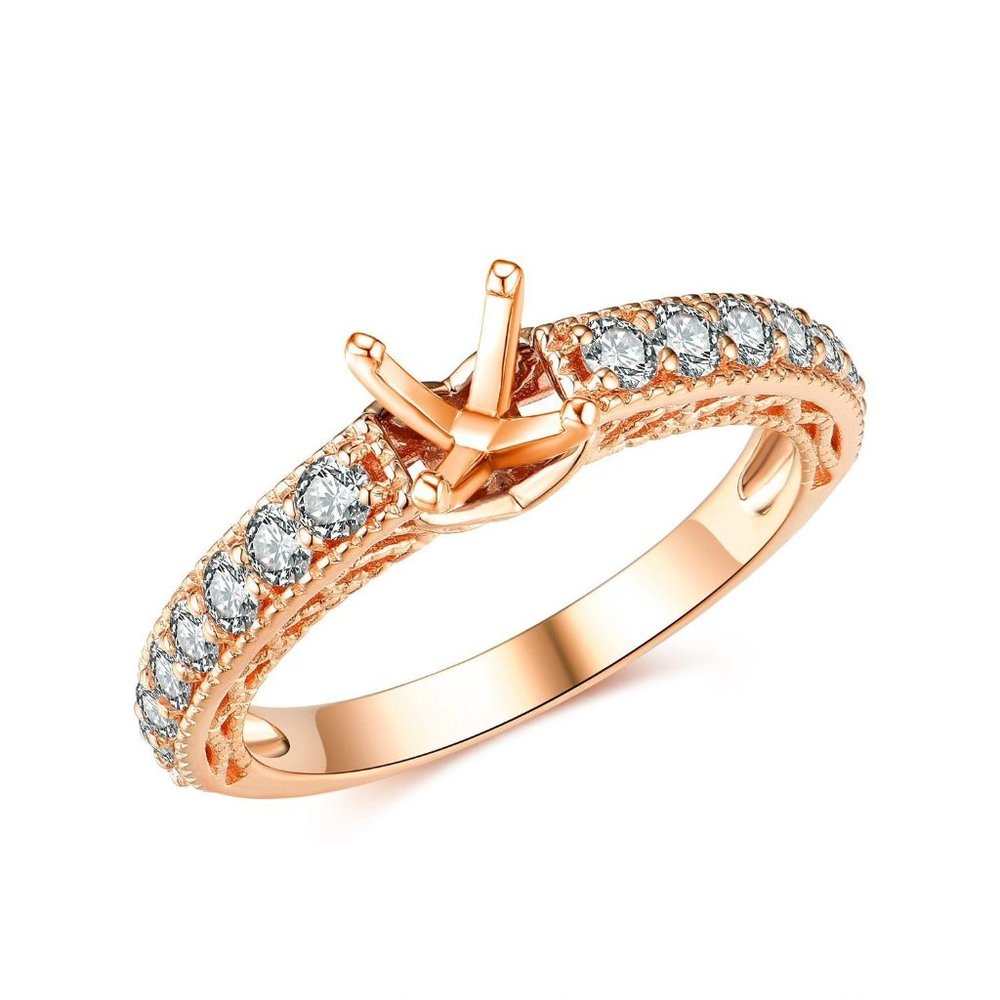 Real Diamond Semi Munt Engagement Ring Rose Gol